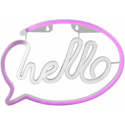 LED Neónová nástenná dekorácia HELLO LED/3W/3xAA USB ružová