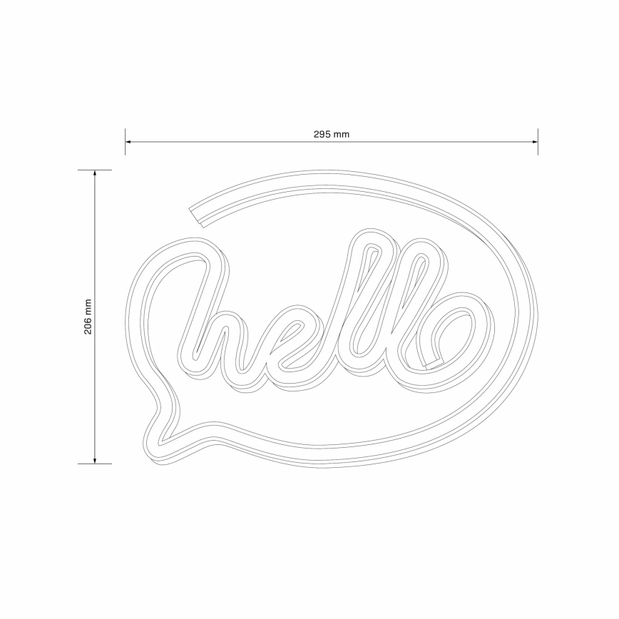 LED Neónová nástenná dekorácia HELLO LED/3W/3xAA USB ružová