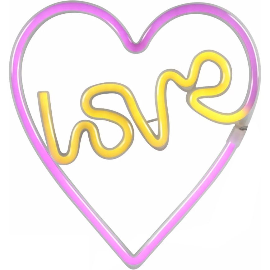 LED Neónová nástenná dekorácia LOVE LED/3W/3xAA USB ružová