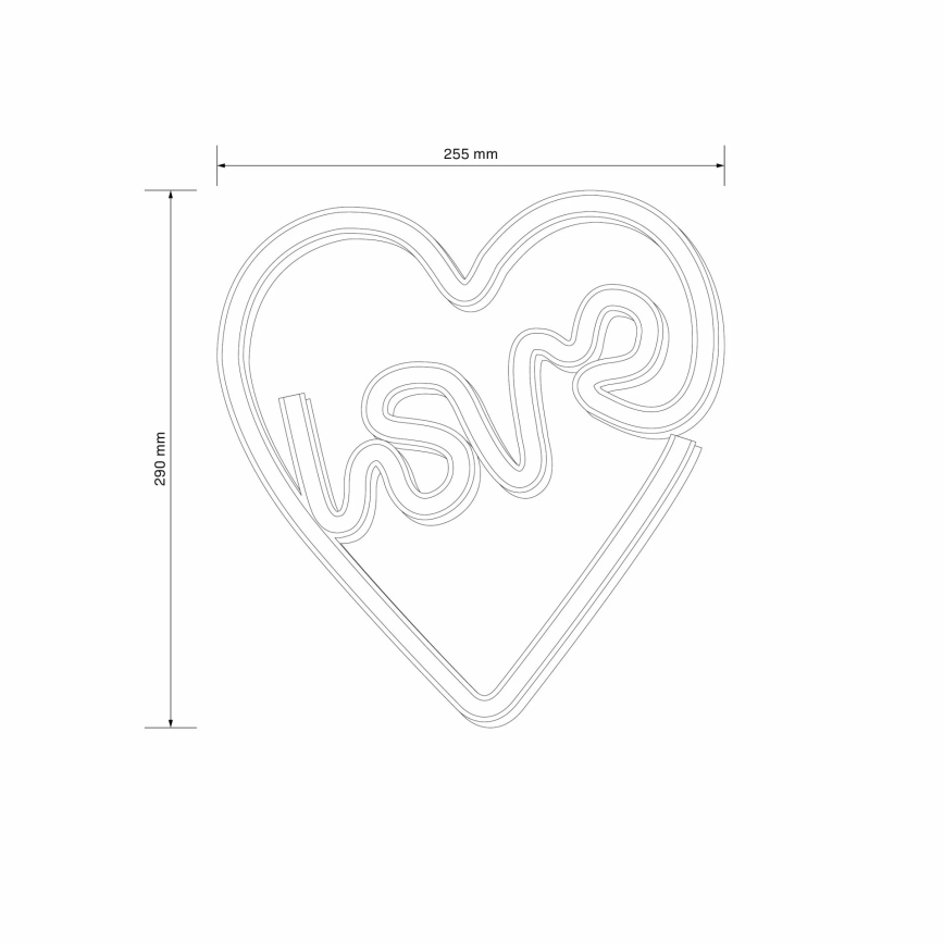 LED Neónová nástenná dekorácia LOVE LED/3W/3xAA USB ružová