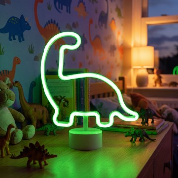 LED neónová stolná dekorácia LED/2W/3xAA USB dinosaurus