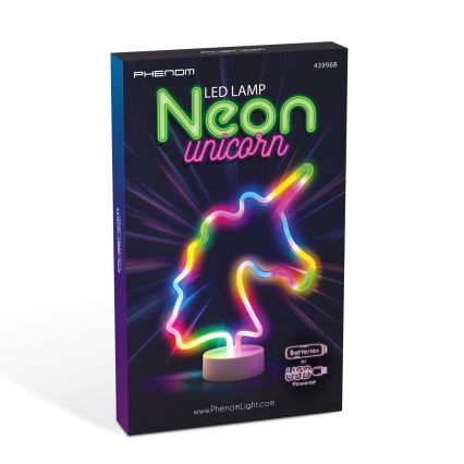 LED neónová stolná dekorácia LED/2W/3xAA USB jednorožec