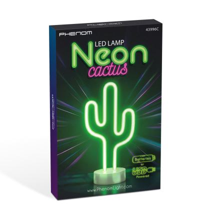 LED neónová stolová dekorácia LED/2W/3xAA USB kaktus