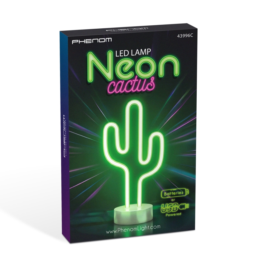 LED neónová stolová dekorácia LED/2W/3xAA USB kaktus