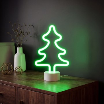 LED neónová stolová dekorácia LED/2W/3xAA USB strom