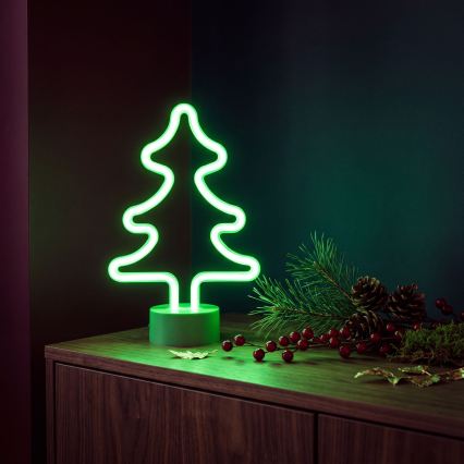 LED neónová stolová dekorácia LED/2W/3xAA USB strom