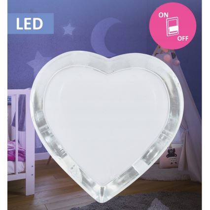 LED Nočné svetlo do zásuvky 0,4W/230V biele srdce
