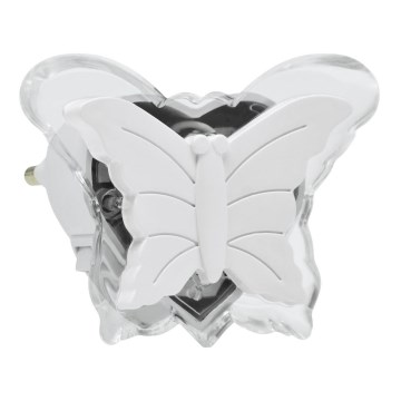 LED Nočné svetlo do zásuvky 0,4W/230V biely motýľ