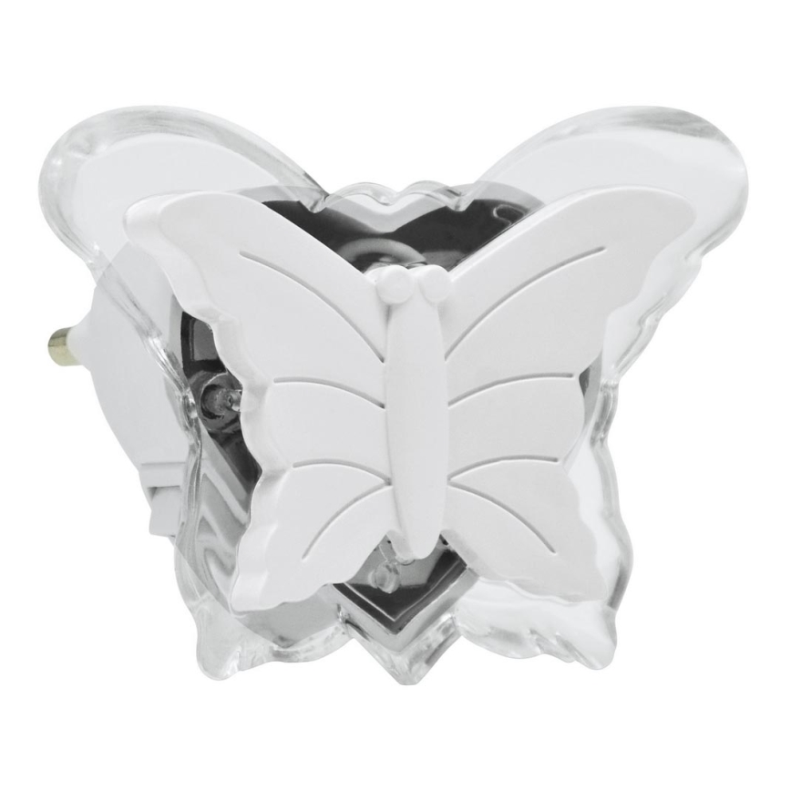 LED Nočné svetlo do zásuvky 0,4W/230V biely motýľ