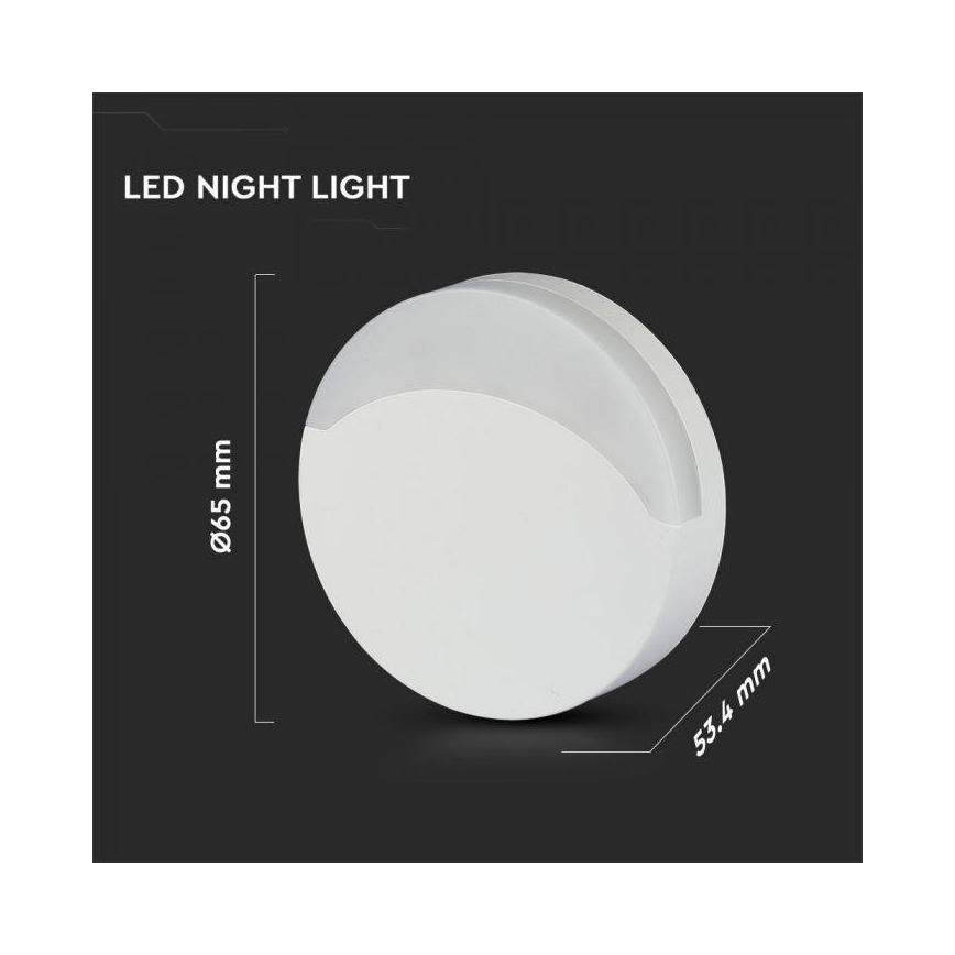 LED Nočne svetlo so senzorom SAMSUNG CHIP LED/0,5W/230V 65mm 4000K okrúhly
