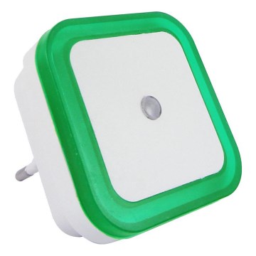 LED Nočné svetlo so senzorom súmraku LED/0,5W/230V zelená