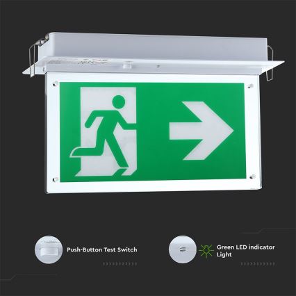 LED Núdzové svietidlo EMERGENCY EXIT SAMSUNG CHIP LED/2W/230V 6000K