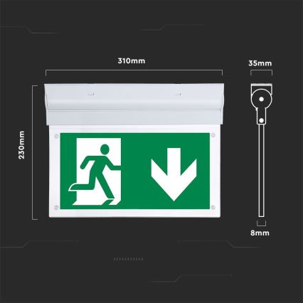 LED Núdzové svietidlo EMERGENCY EXIT SAMSUNG CHIP LED/2W/230V 6000K