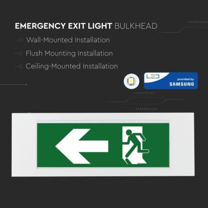 LED Núdzové svietidlo EMERGENCY EXIT SAMSUNG CHIP LED/3,8W/230V 6000K