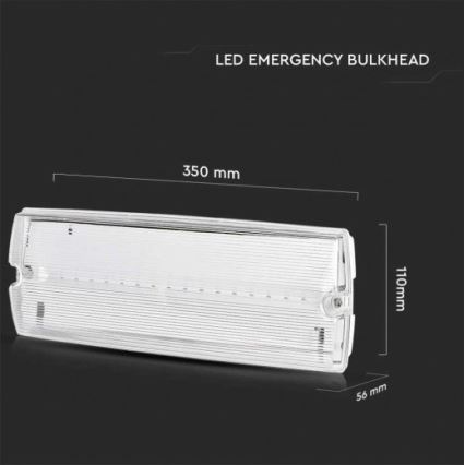 LED Núdzové svietidlo s pravidelným testom funkčnosti EMERGENCY EXIT LED/3W/230V 6400K IP65