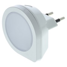 LED Orientačné svietidlo so senzorom do zásuvky LED/0,4W/230V biela