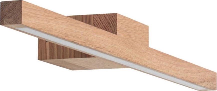 Drevené nástenné svietidlo s integrovaným LED osvetlením je umiestnené na stene. Svietidlo je tvorené dlhým dreveným hranolom s úzkym svetelným pásom.