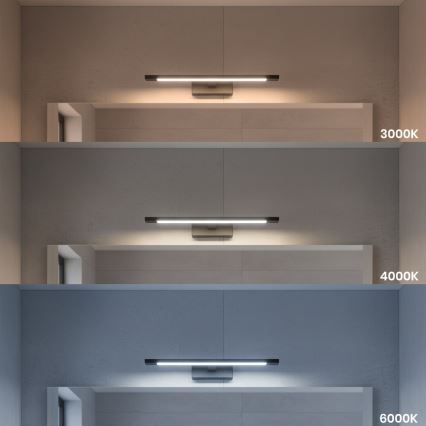 LED osvetlenie na zrkadlo do kúpeľne KLIMT LED/8W/230V 3000/4000/6000K 40 cm IP44 čierne