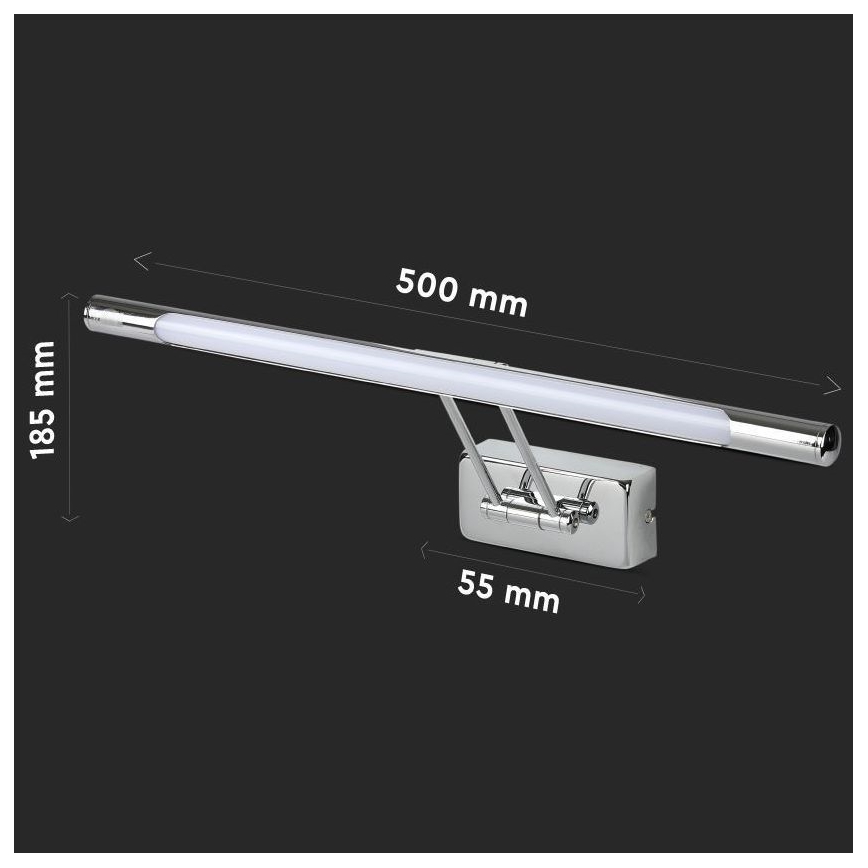 LED Osvetlenie zrkadla LED/9W/230V 3000K 50cm lesklý chróm