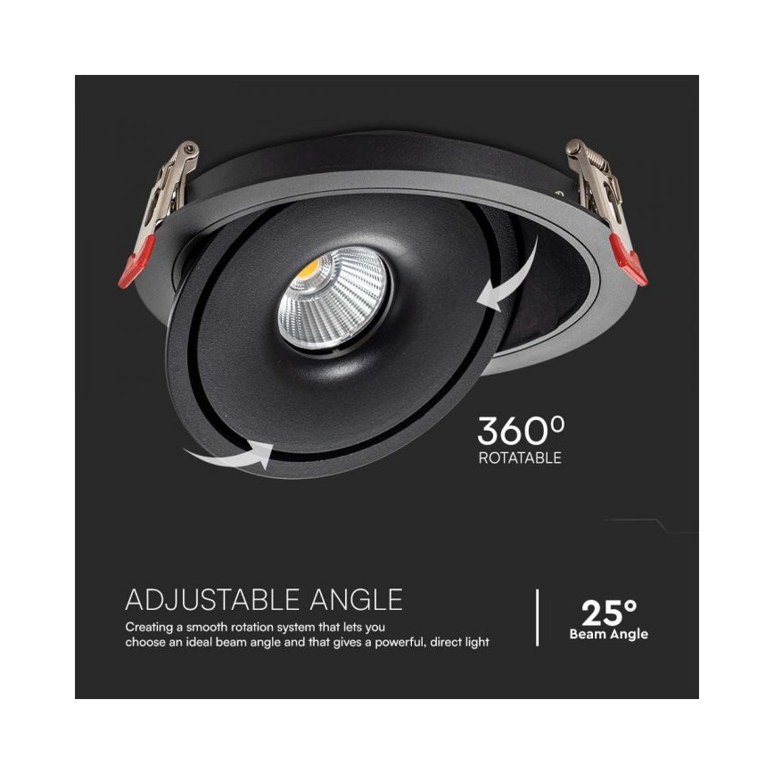 LED Podhľadové bodové svietidlo LED/12W/230V 3000/4000/6400K pr. 12 cm čierna