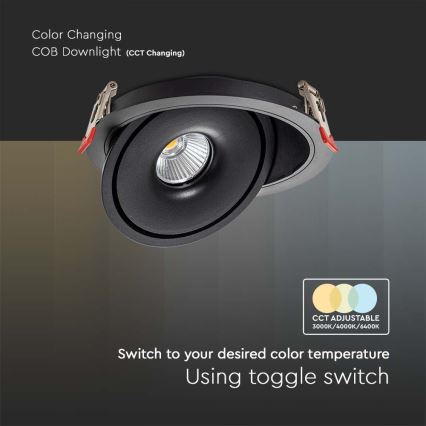 LED Podhľadové bodové svietidlo LED/12W/230V 3000/4000/6400K pr. 12 cm čierna