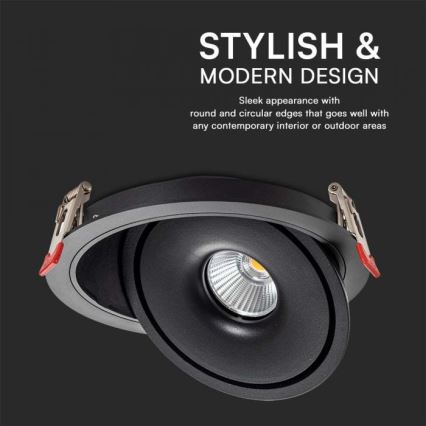 LED Podhľadové bodové svietidlo LED/20W/230V 3000/4000/6400K pr. 16,5 cm čierna