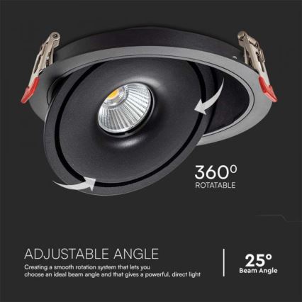 LED Podhľadové bodové svietidlo LED/20W/230V 3000/4000/6400K pr. 16,5 cm čierna
