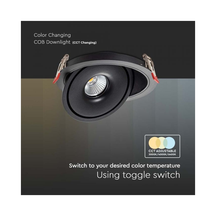 LED Podhľadové bodové svietidlo LED/20W/230V 3000/4000/6400K pr. 16,5 cm čierna