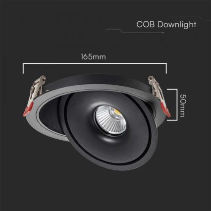 LED Podhľadové bodové svietidlo LED/20W/230V 3000/4000/6400K pr. 16,5 cm čierna