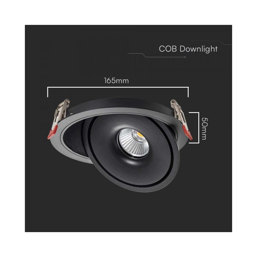 LED Podhľadové bodové svietidlo LED/20W/230V 3000/4000/6400K pr. 16,5 cm čierna