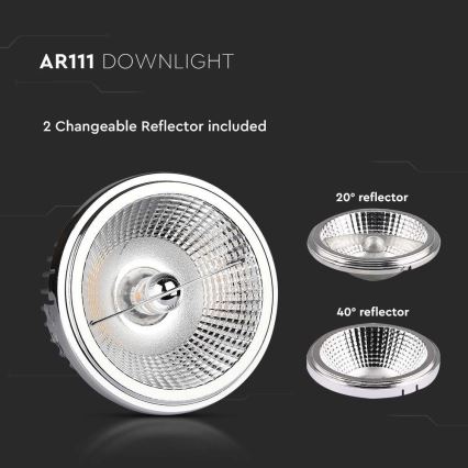 LED Podhľadové bodové svietidlo LED/20W/230V 4000K 40°/20° pr. 11 cm lesklý chróm