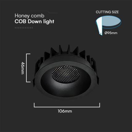 LED Podhľadové svietidlo LED/18W/230V 3000/4000/6400K ø 10,6 cm čierna