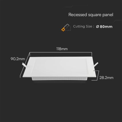 LED Podhľadové svietidlo LED/3W/230V 9x9 cm 4000K biela