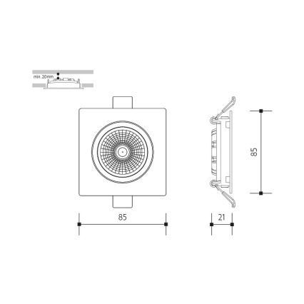 LED Podhľadové svietidlo LED/6W/230V 3000K 8,5x8,5 cm biela