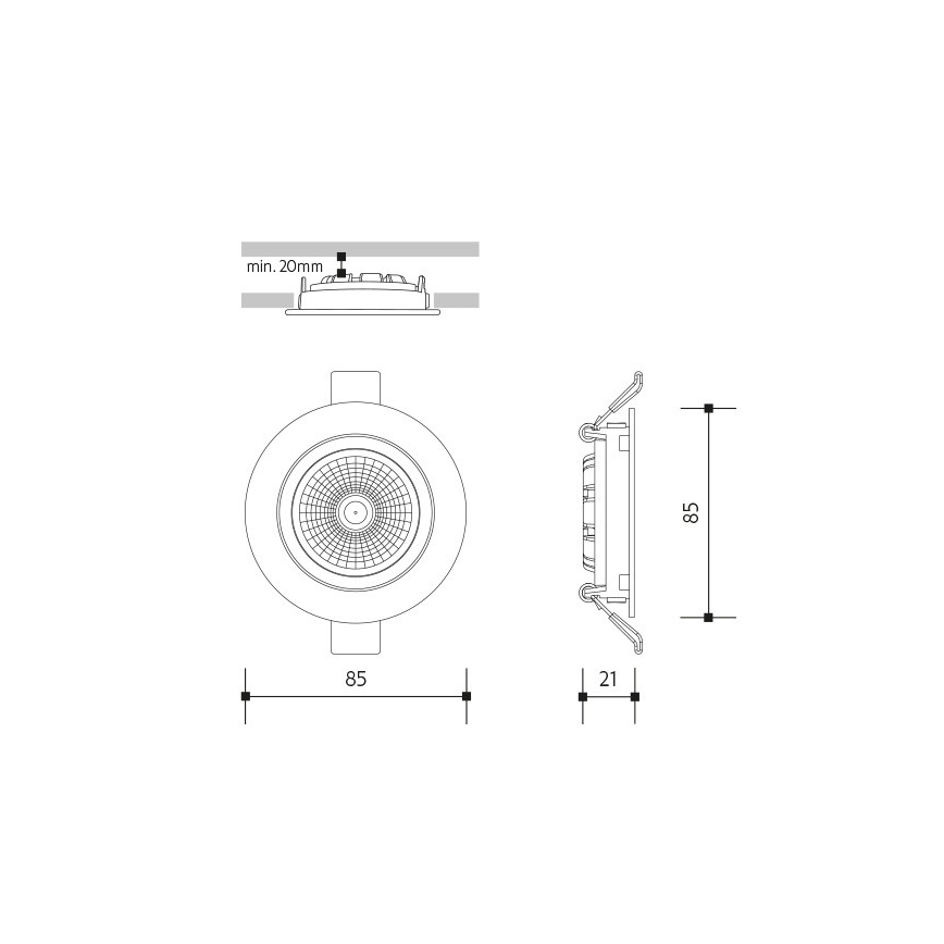 LED Podhľadové svietidlo LED/6W/230V 3000K pr. 8,5 cm čierna