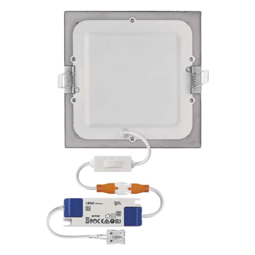 LED Podhľadové svietidlo NEXXO LED/12,5W/230V 3000/3500/4000K strieborné 17x17 cm