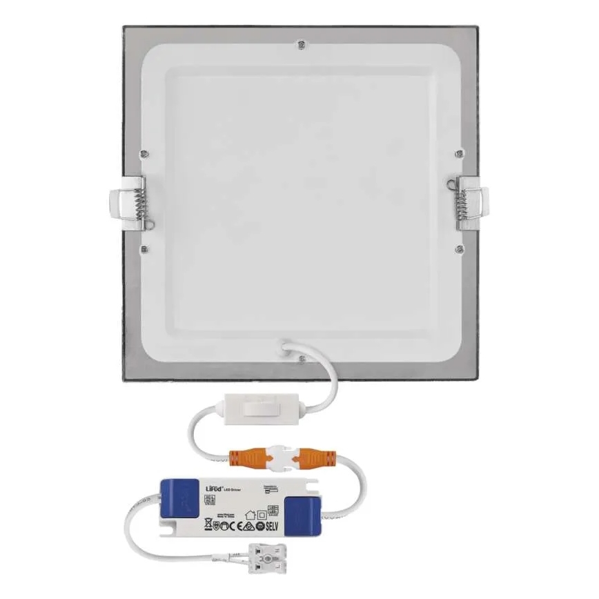 LED podhľadové svietidlo NEXXO LED/18W/230V 3000/3500/4000K strieborné 22,5x22,5 cm
