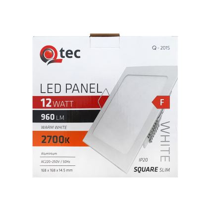 LED Podhľadové svietidlo QTEC LED/12W/230V 2700K 16,8x16,8 cm