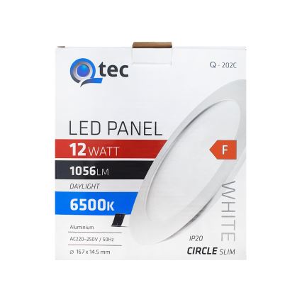 LED Podhľadové svietidlo QTEC LED/12W/230V 6500K pr. 16,7 cm