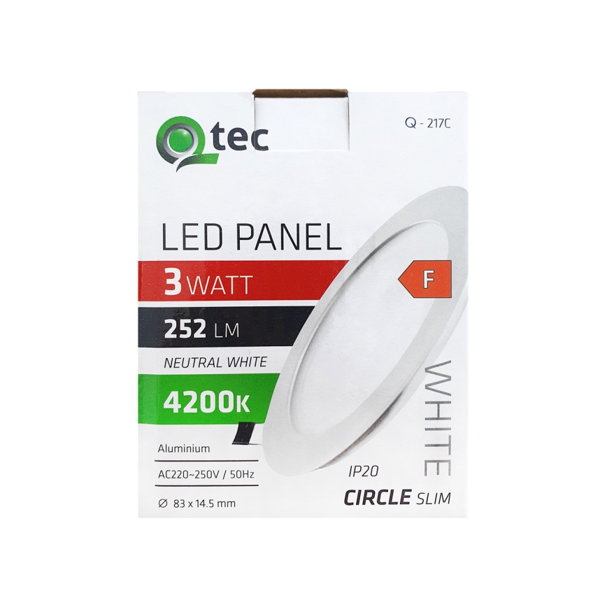 LED Podhľadové svietidlo QTEC LED/3W/230V 4200K pr. 8,3 cm