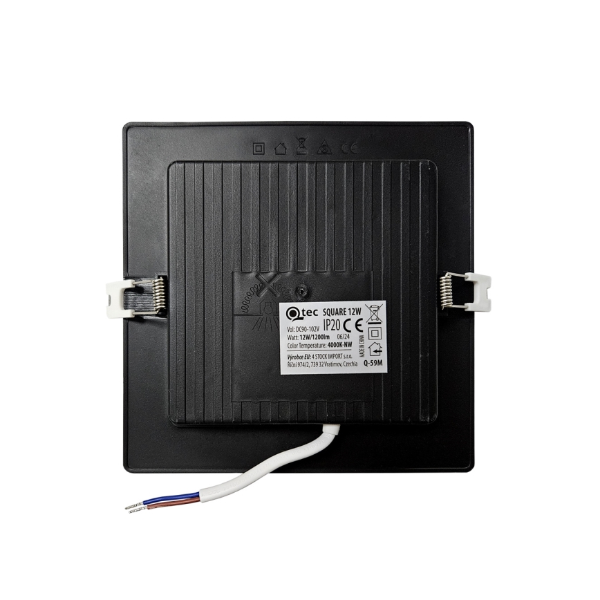 LED Podhľadové svietidlo SQUARE LED/12W/230V 4000K 17x17 cm čierna