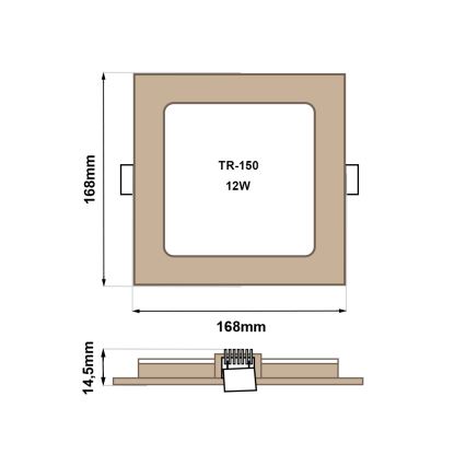 LED Podhľadové svietidlo SQUARE LED/12W/230V 4200K 16,8x16,8 cm hnedá