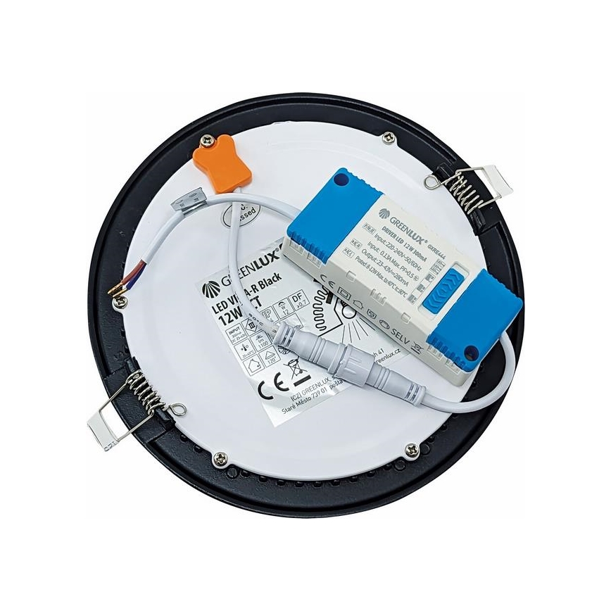 LED Podhľadové svietidlo VEGA LED/12W/230V 2900/3900/5800K pr. 17,5 cm čierna