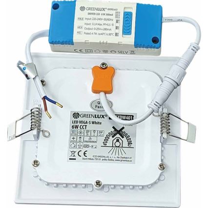 LED Podhľadové svietidlo VEGA LED/6W/230V 2900/3900/5800K 12,5x12,5 cm biela