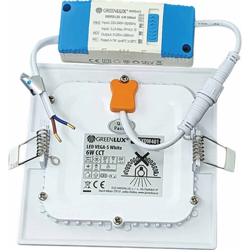 LED Podhľadové svietidlo VEGA LED/6W/230V 2900/3900/5800K 12,5x12,5 cm biela