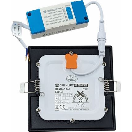 LED Podhľadové svietidlo VEGA LED/6W/230V 2900/3900/5800K 12,5x12,5 cm čierna