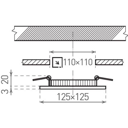 LED Podhľadové svietidlo VEGA LED/6W/230V 2900/3900/5800K 12,5x12,5 cm čierna