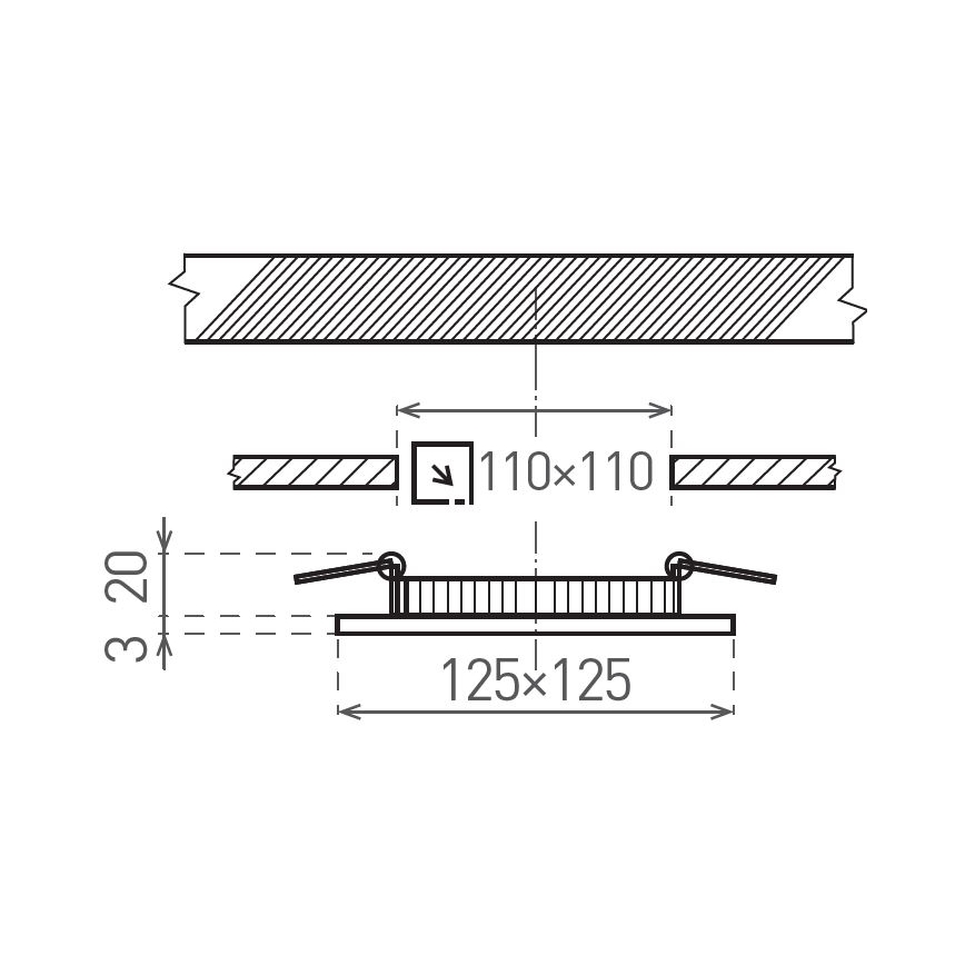 LED Podhľadové svietidlo VEGA LED/6W/230V 2900/3900/5800K 12,5x12,5 cm čierna