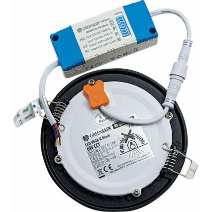 LED Podhľadové svietidlo VEGA LED/6W/230V 2900/3900/5800K pr. 12,5 cm čierna