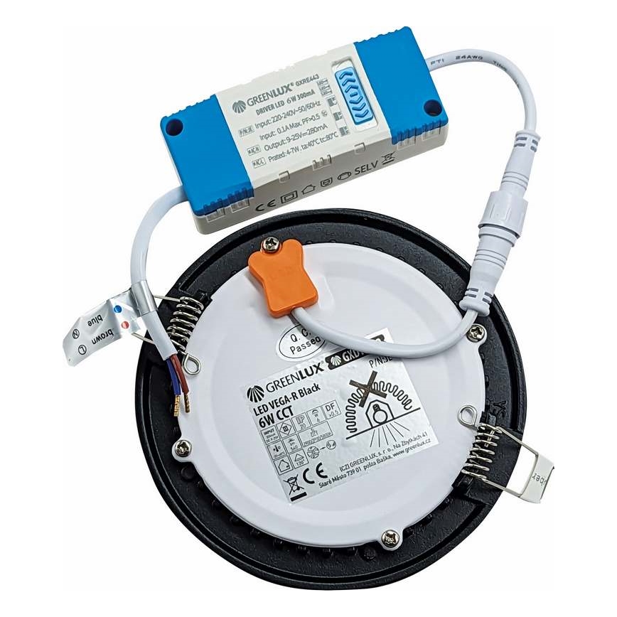 LED Podhľadové svietidlo VEGA LED/6W/230V 2900/3900/5800K pr. 12,5 cm čierna